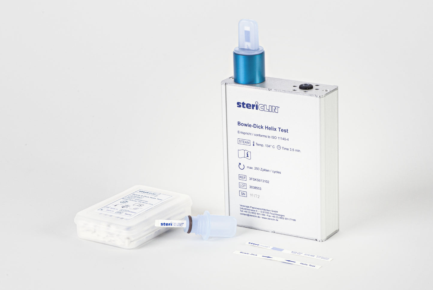 BOWIE & DICK Helix Test Testkörper mit 250 Indikatorstreifen. Der stericlin® Prüfkörper aus Aluminium – DIN EN ISO 11140-4