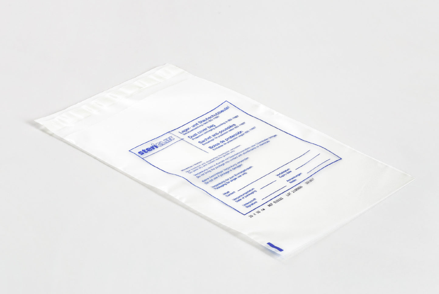 Staubschutzbeutel 200 x 300 + 50 mm stericlin aus PE transparent, Preis/VE = 1000 St.