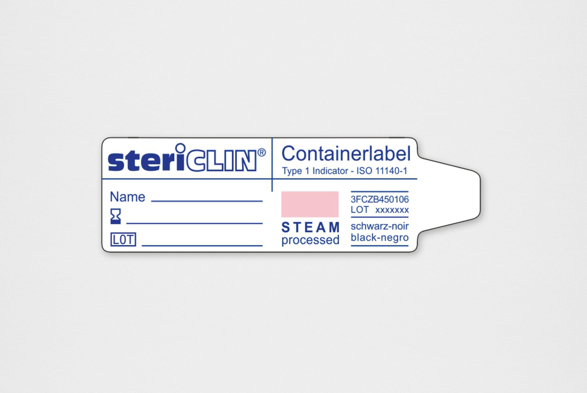 stericlin® Containerlabel weiß selbstklebend mit Dampf/STEAM-Indikator